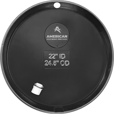 American Built Pro Water Heater Pan, 30 in ID, PreDrilled Durable HDPE Plastic w Drain Hose Adapter WHP30-1D
